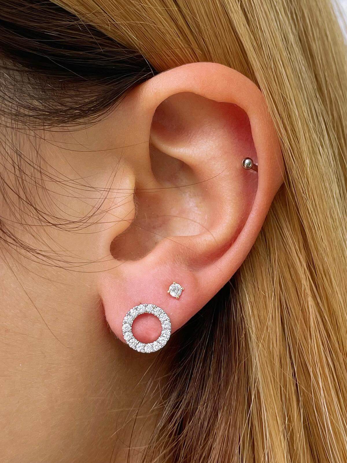 diamond open circle earrings