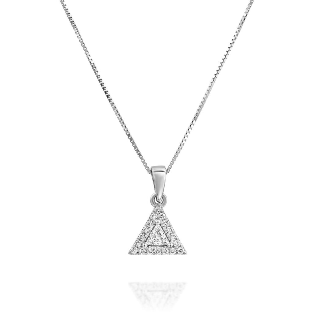 Halo Triangle Diamond Necklace - nature shiny