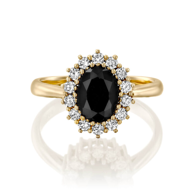 Black Sapphire And Diamond Engagement Ring - nature shiny