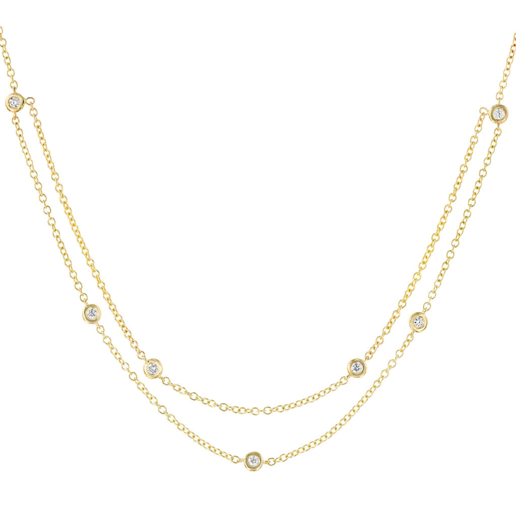 Double Bezel Set Diamond Necklace - nature shiny