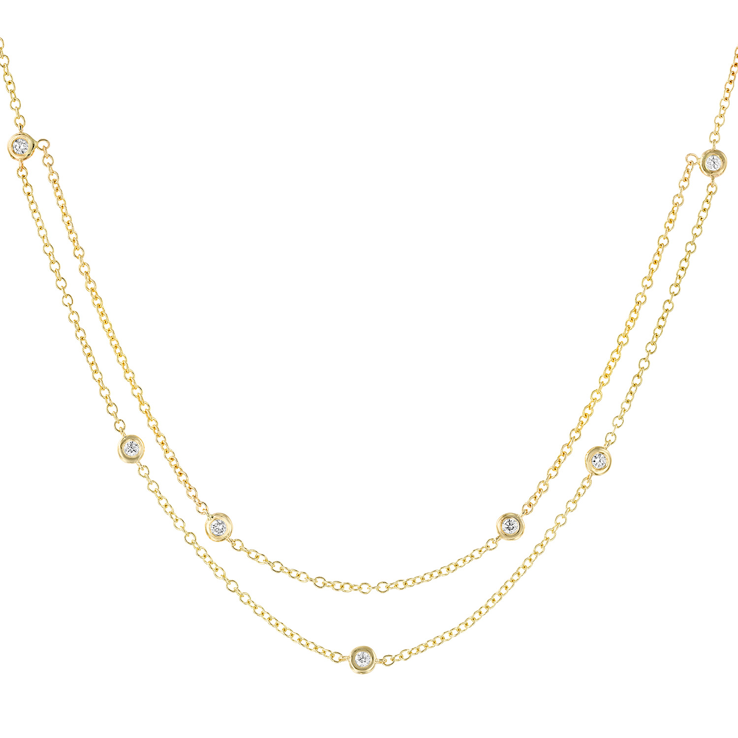 Double Bezel Set Diamond Necklace - nature shiny